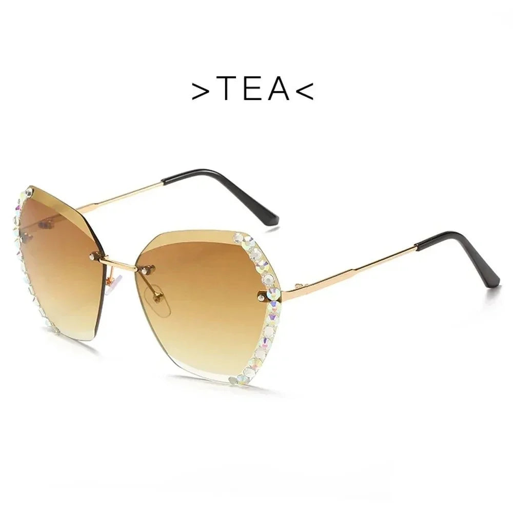 Vintage Oversized Rimless Sunglasses | Lightweight UV Protection Eyewear
