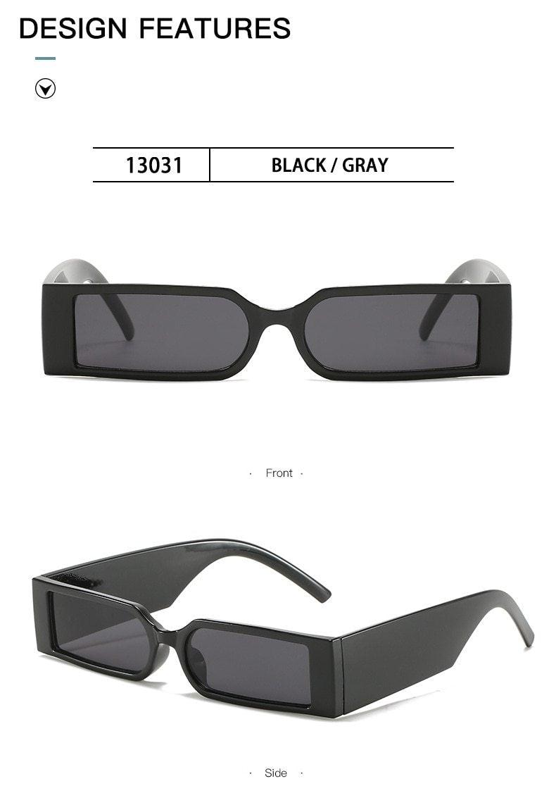 90s Narrow Rectangle Sunglasses – Retro Vintage Unisex Eyewear