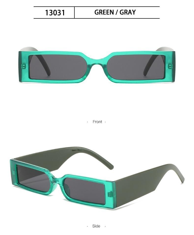 90s Narrow Rectangle Sunglasses – Retro Vintage Unisex Eyewear