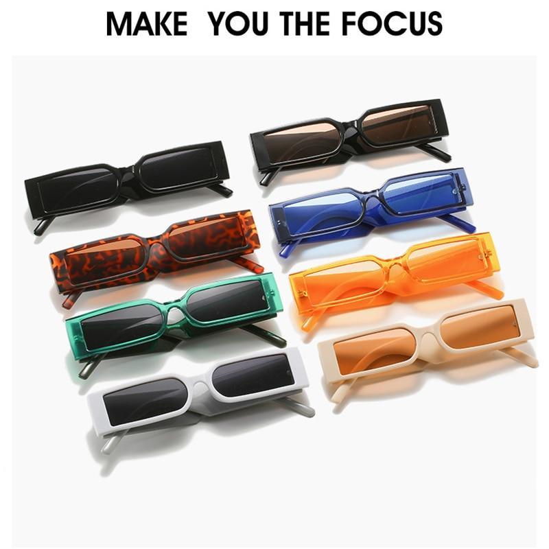 90s Narrow Rectangle Sunglasses – Retro Vintage Unisex Eyewear