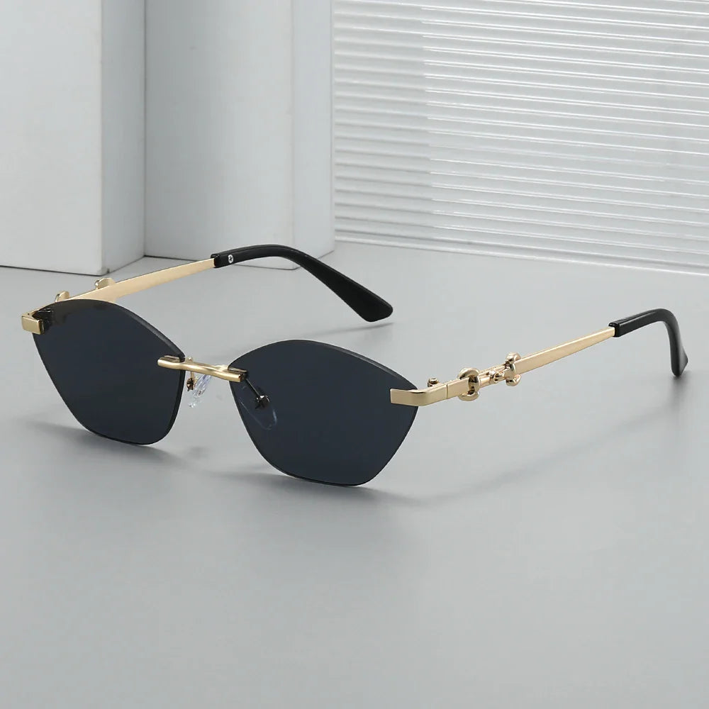 Rimless Chain-Detail UV400 Sunglasses for Men