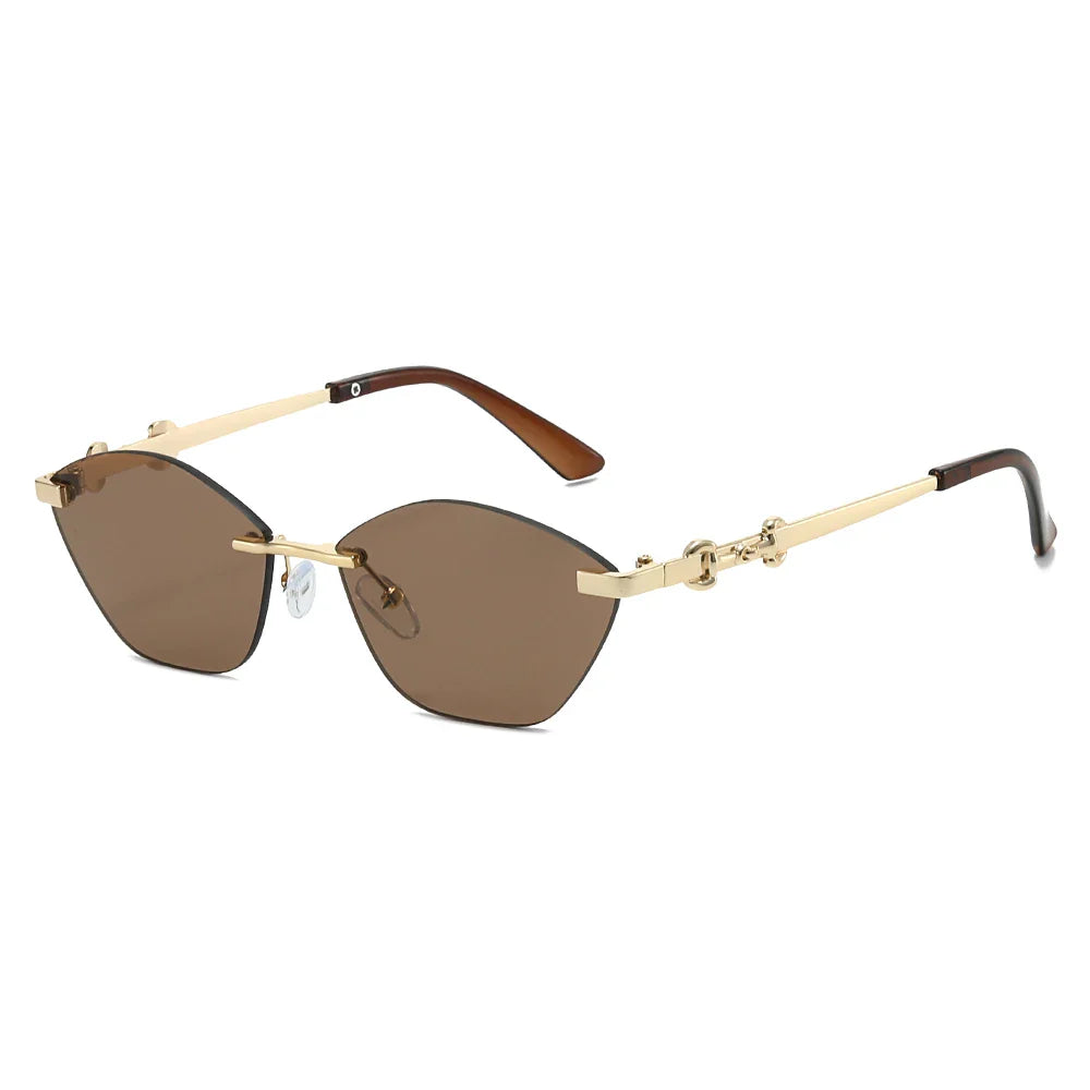 Rimless Chain-Detail UV400 Sunglasses for Men