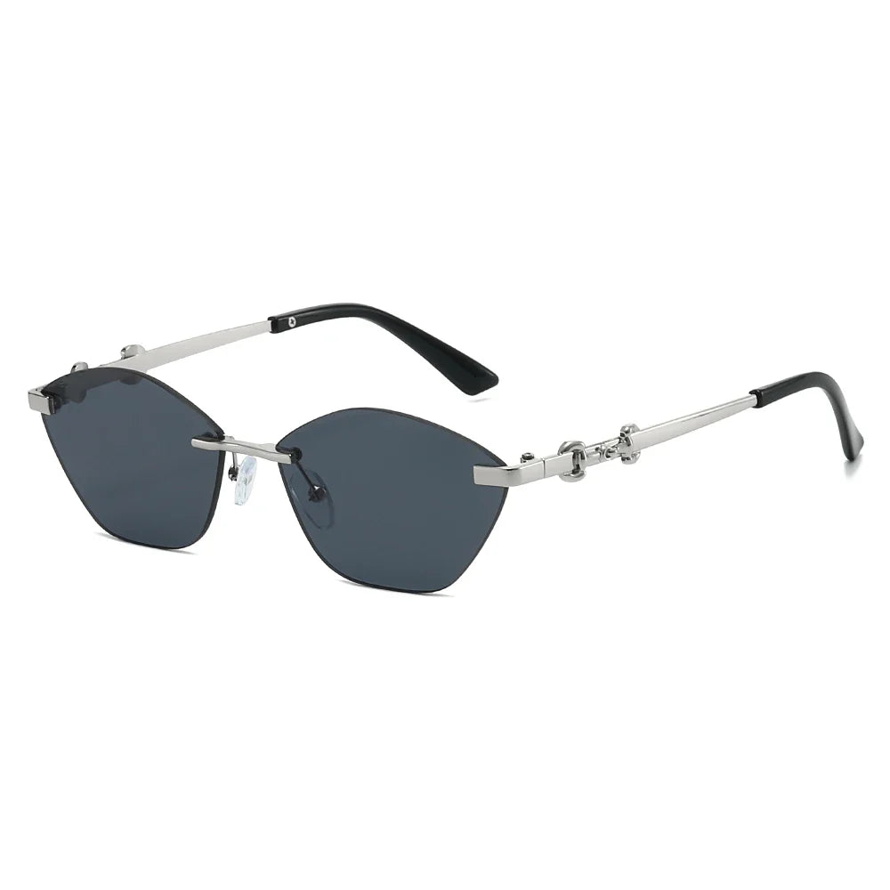 Rimless Chain-Detail UV400 Sunglasses for Men