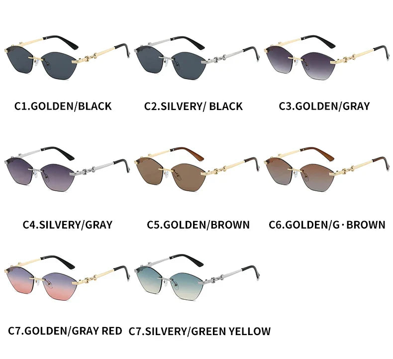 Rimless Chain-Detail UV400 Sunglasses for Men