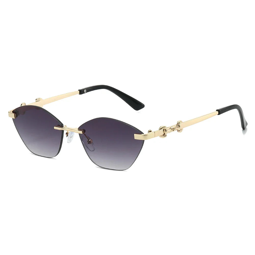 Rimless Chain-Detail UV400 Sunglasses for Men