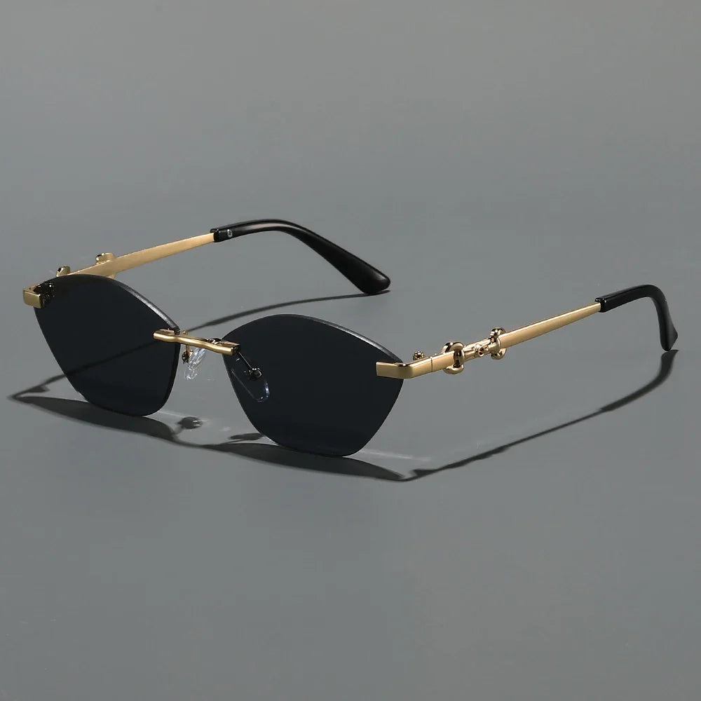 Rimless Chain-Detail UV400 Sunglasses for Men