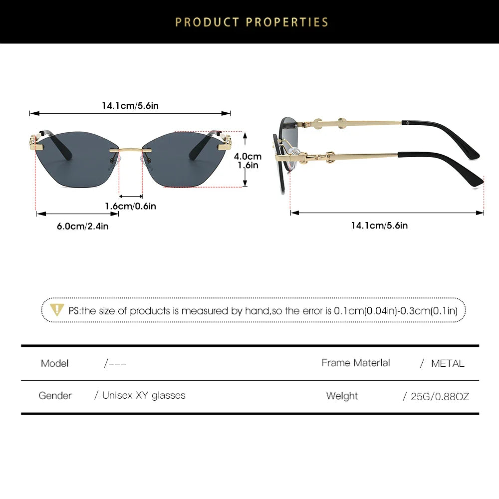 Rimless Chain-Detail UV400 Sunglasses for Men