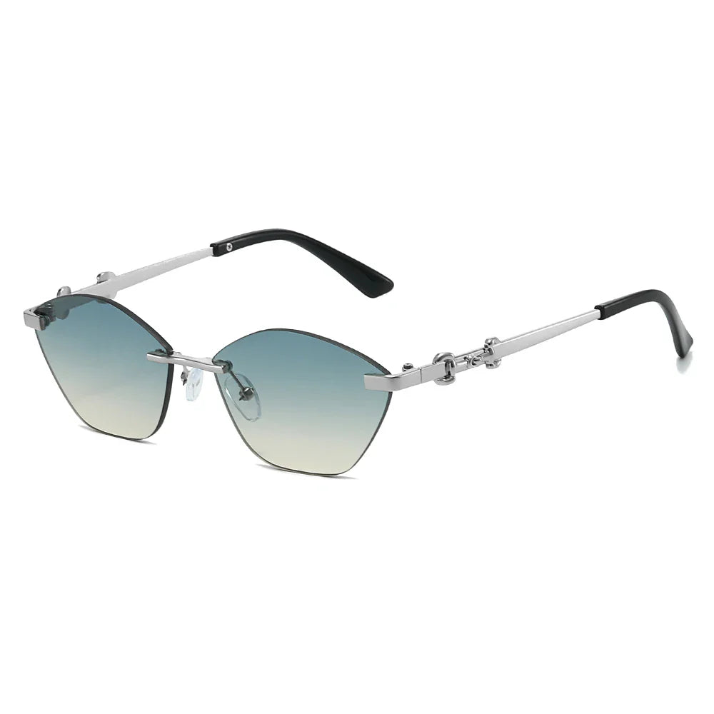 Rimless Chain-Detail UV400 Sunglasses for Men