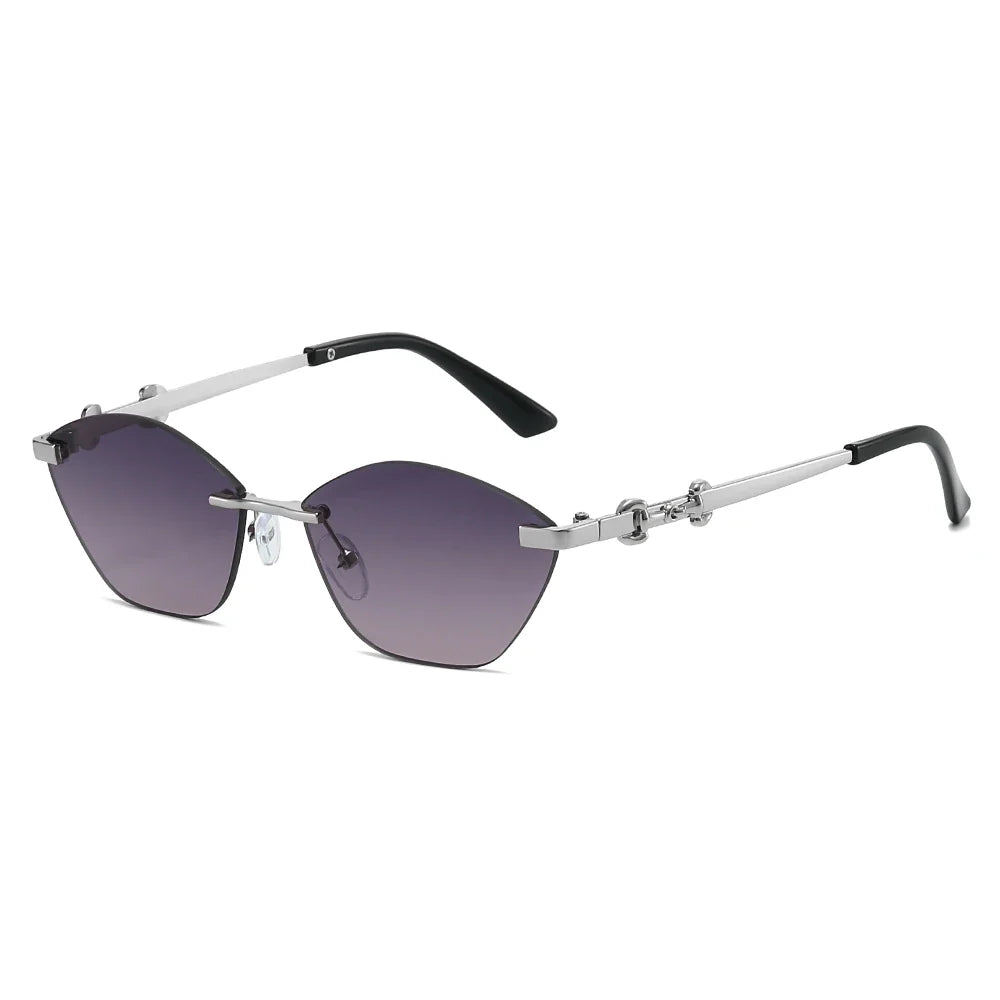 Rimless Chain-Detail UV400 Sunglasses for Men
