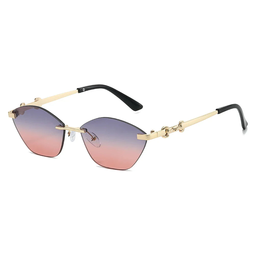 Rimless Chain-Detail UV400 Sunglasses for Men