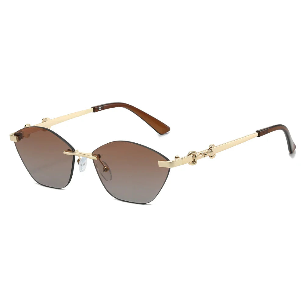 Rimless Chain-Detail UV400 Sunglasses for Men
