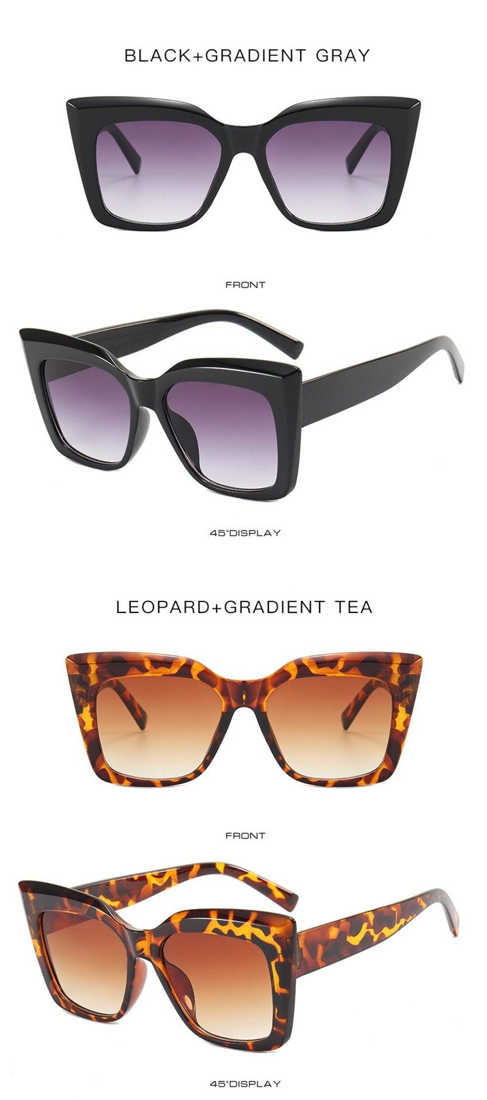 Oversized Cat Eye Sunglasses – Thick Frame UV400 Unisex