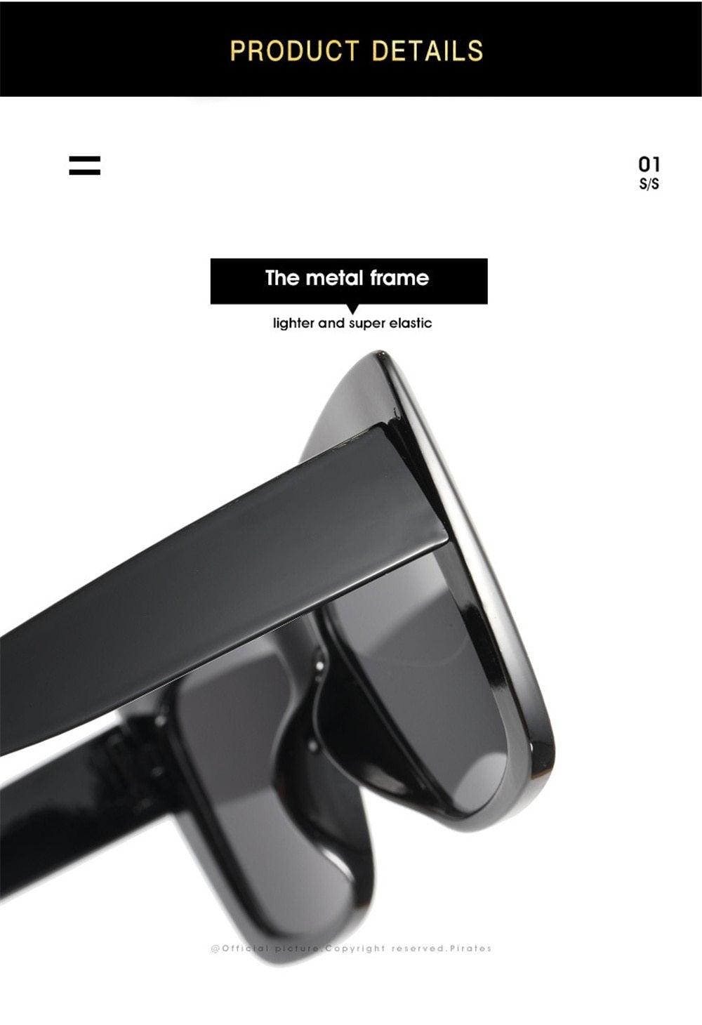 Oversized Cat Eye Sunglasses – Thick Frame UV400 Unisex