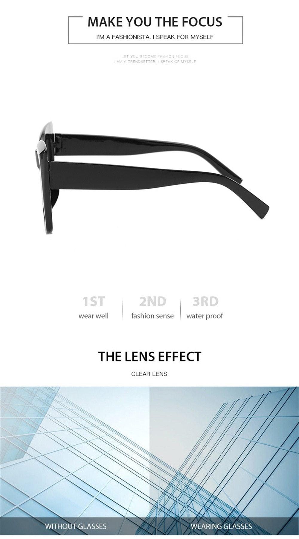 Oversized Cat Eye Sunglasses – Thick Frame UV400 Unisex