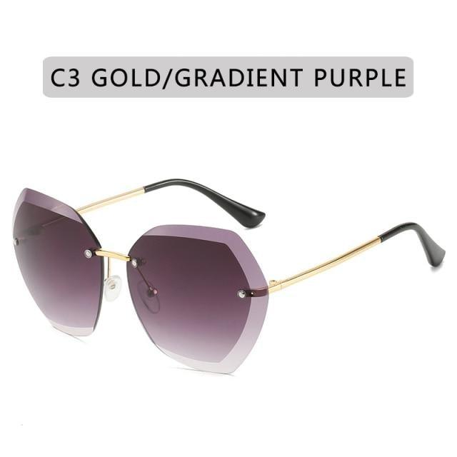 Rimless Diamond Cut Sunglasses for Women – Metal Frame