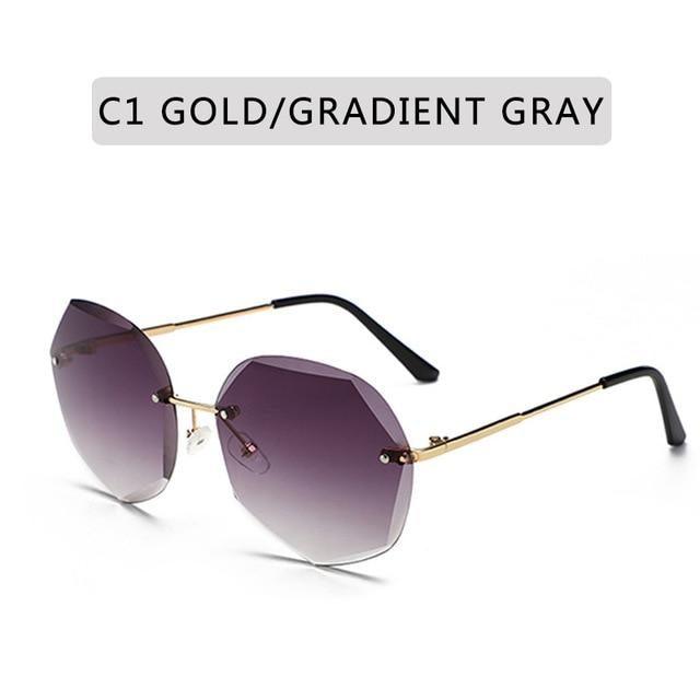 Rimless Diamond Cut Sunglasses for Women – Metal Frame