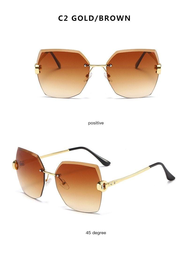 Rimless Diamond Cut Sunglasses for Women – Metal Frame