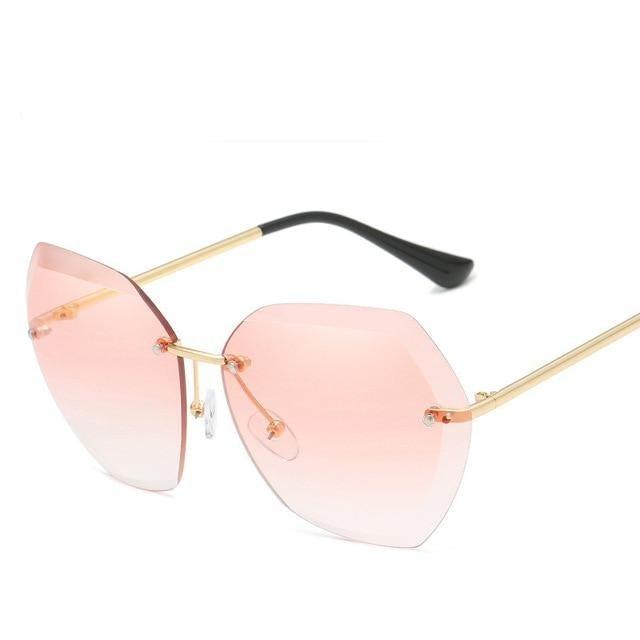 Rimless Diamond Cut Sunglasses for Women – Metal Frame