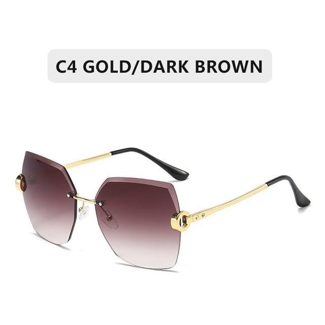 Rimless Diamond Cut Sunglasses for Women – Metal Frame