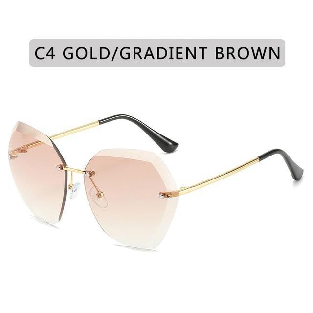 Rimless Diamond Cut Sunglasses for Women – Metal Frame