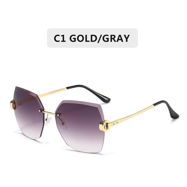 Rimless Diamond Cut Sunglasses for Women – Metal Frame