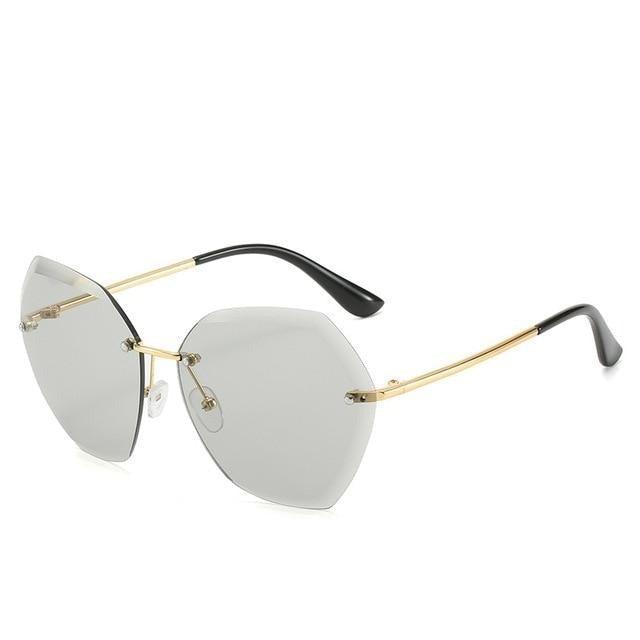 Rimless Diamond Cut Sunglasses for Women – Metal Frame