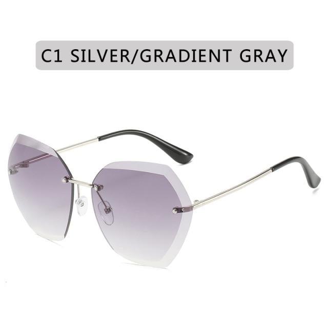 Rimless Diamond Cut Sunglasses for Women – Metal Frame
