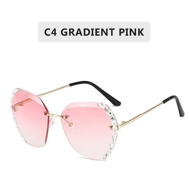 Rimless Diamond Cut Sunglasses for Women – Metal Frame