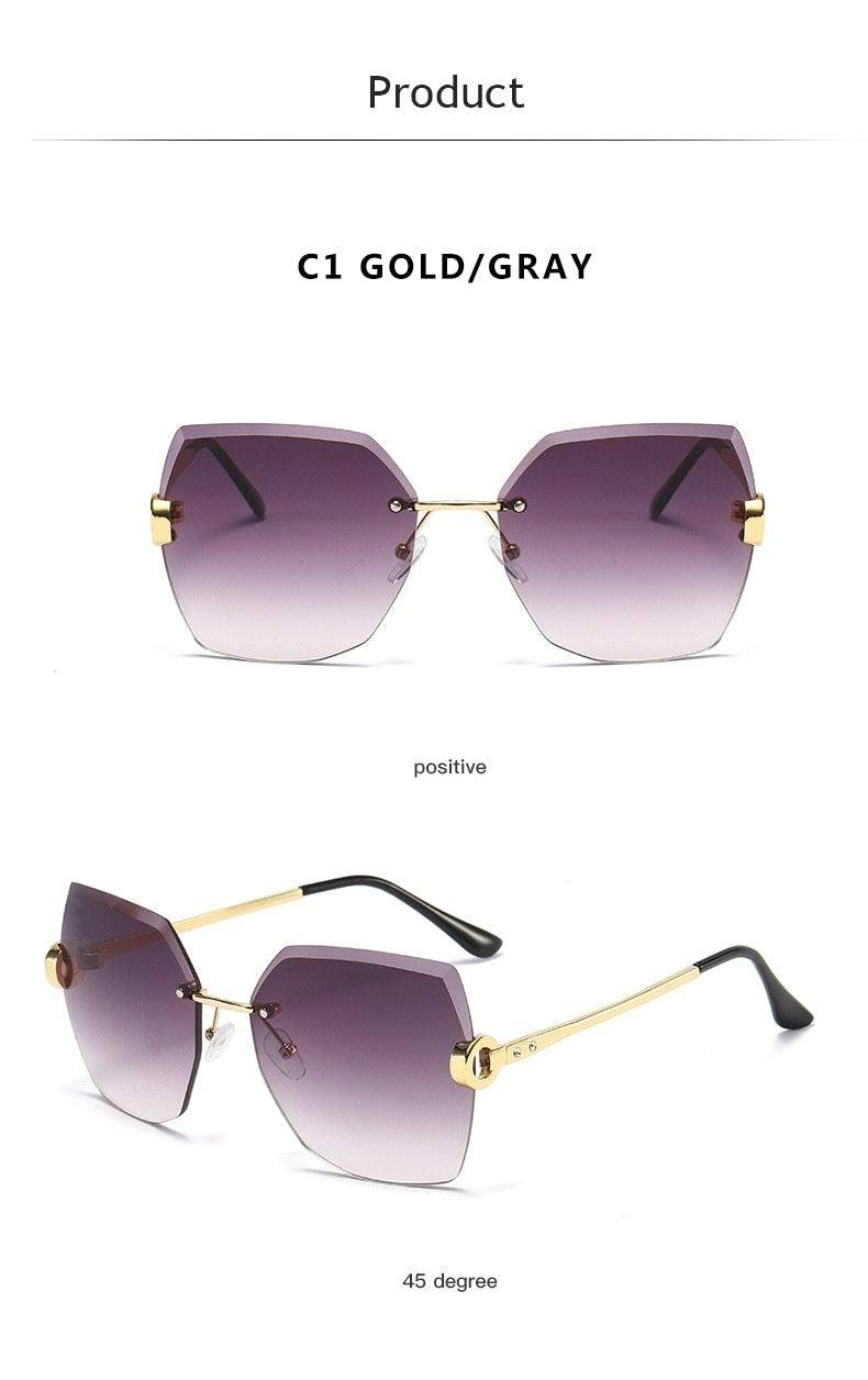Rimless Diamond Cut Sunglasses for Women – Metal Frame