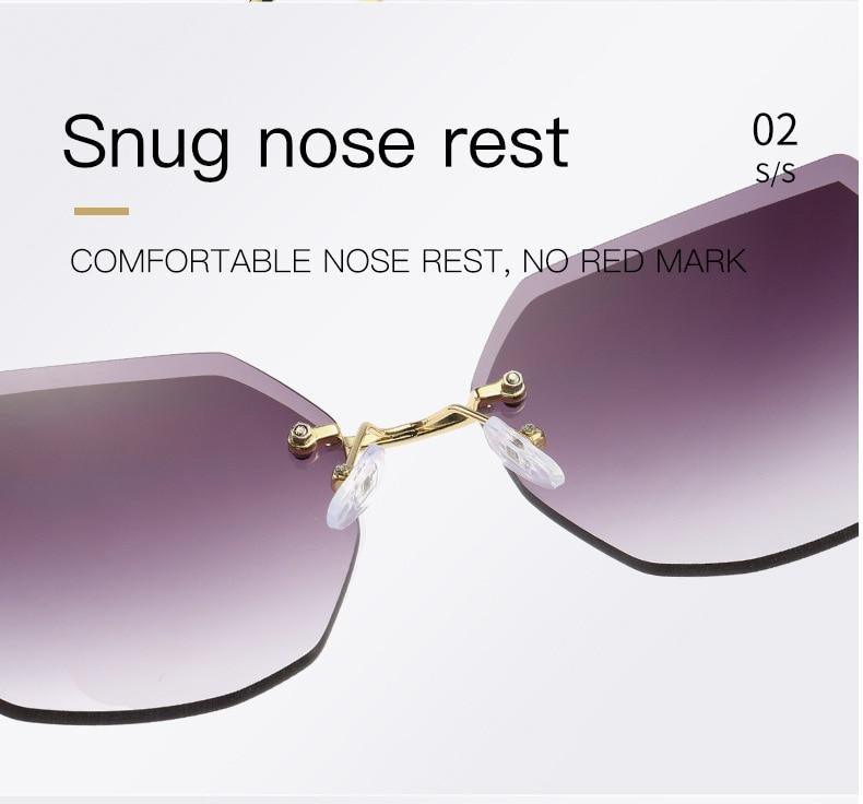 Rimless Diamond Cut Sunglasses for Women – Metal Frame