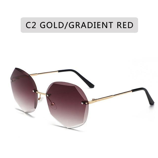 Rimless Diamond Cut Sunglasses for Women – Metal Frame