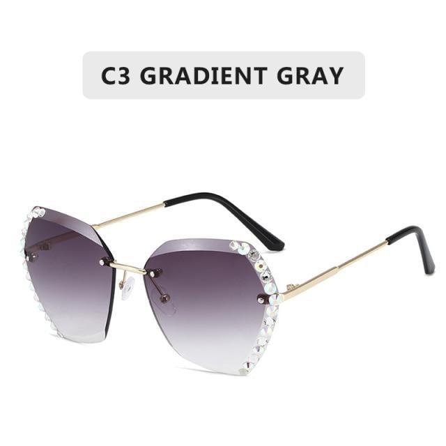 Rimless Diamond Cut Sunglasses for Women – Metal Frame