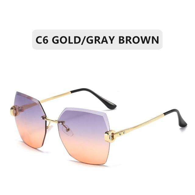 Rimless Diamond Cut Sunglasses for Women – Metal Frame