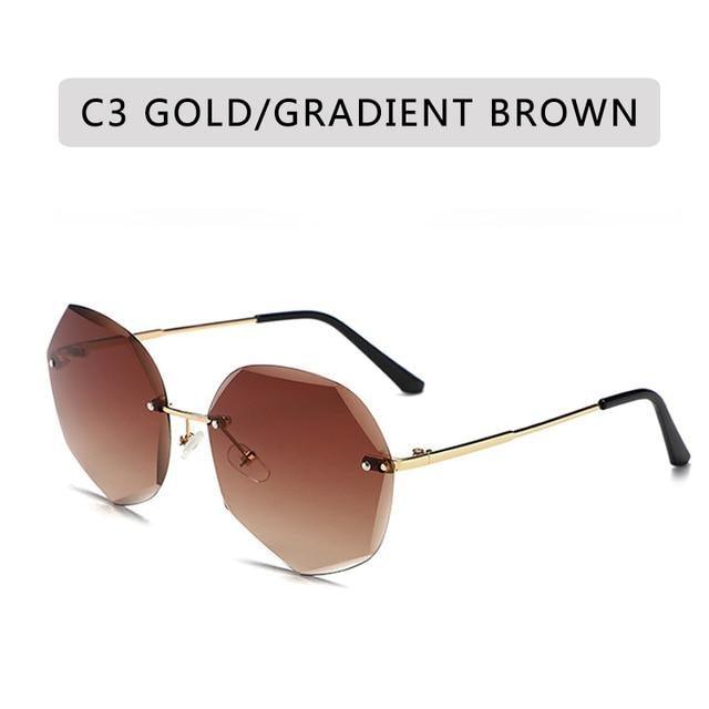 Rimless Diamond Cut Sunglasses for Women – Metal Frame