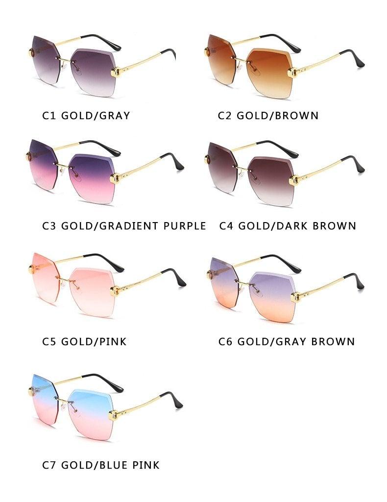 Rimless Diamond Cut Sunglasses for Women – Metal Frame