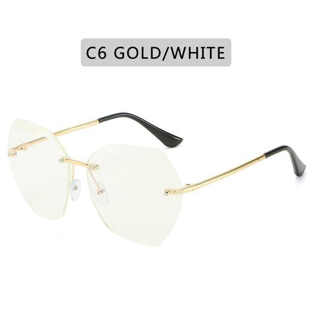 Rimless Diamond Cut Sunglasses for Women – Metal Frame