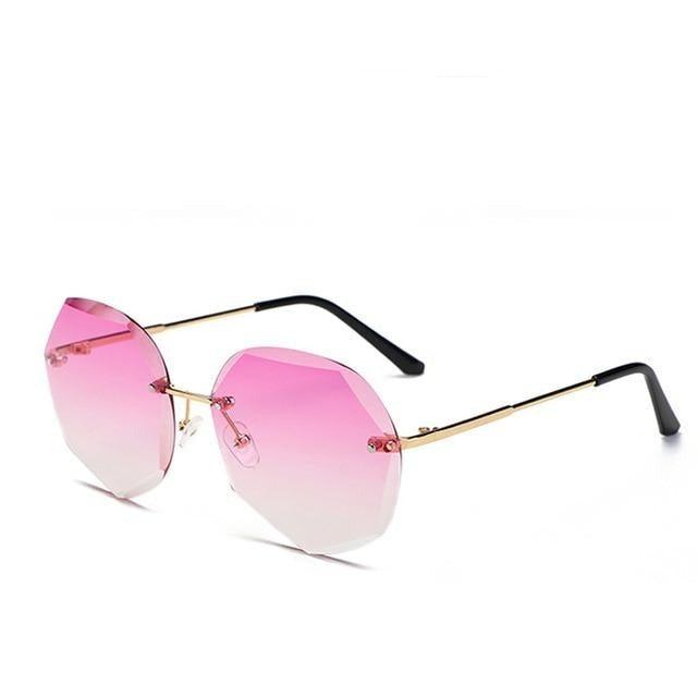 Rimless Diamond Cut Sunglasses for Women – Metal Frame