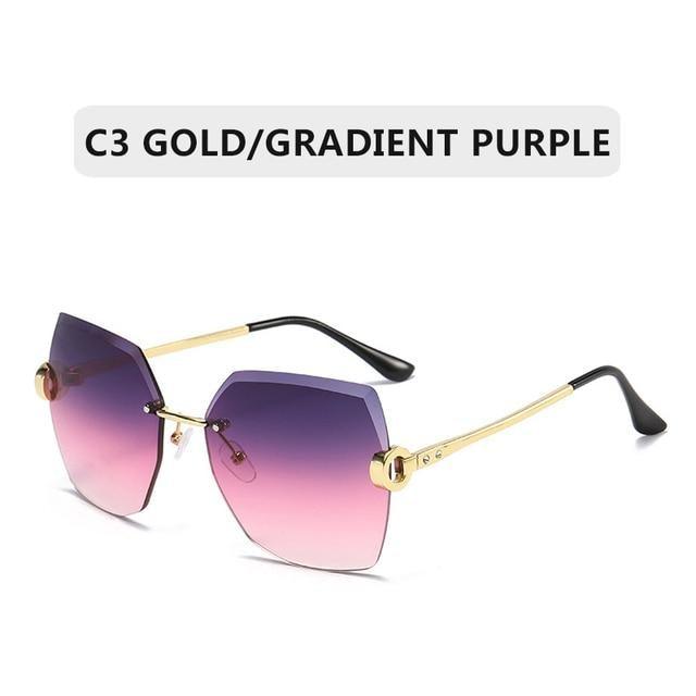 Rimless Diamond Cut Sunglasses for Women – Metal Frame