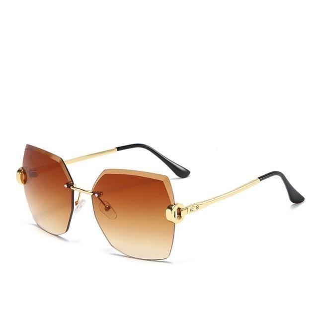 Rimless Diamond Cut Sunglasses for Women – Metal Frame