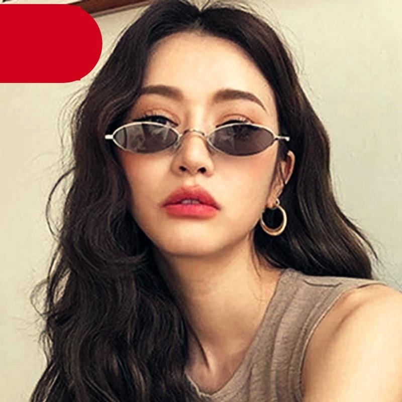 Cute Black Round Sunglasses – Vintage Oval Small Metal Frame Women's