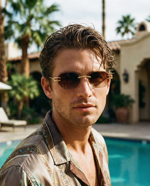 54mm Rimless Sunglasses – Warm Brown