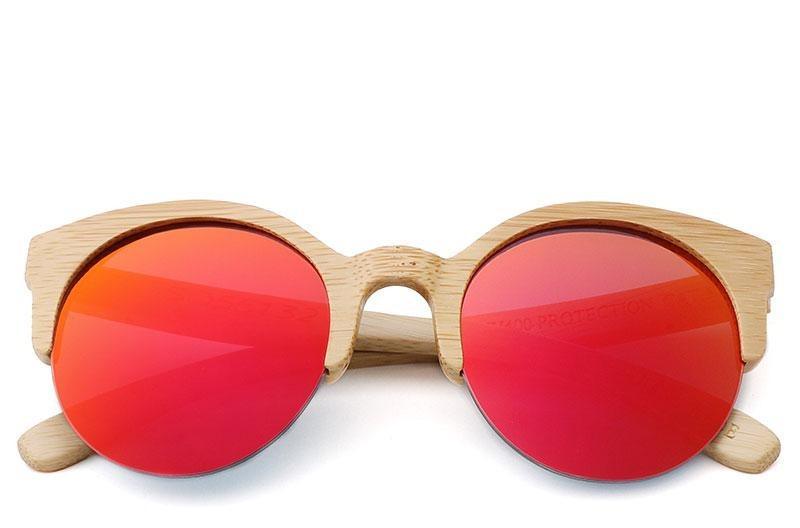 Round Bamboo Wood Sunglasses Unisex – Retro Mirror