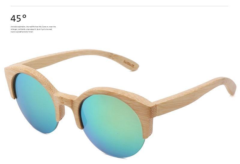 Round Bamboo Wood Sunglasses Unisex – Retro Mirror