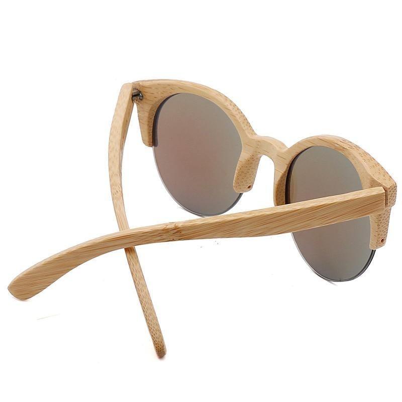 Round Bamboo Wood Sunglasses Unisex – Retro Mirror