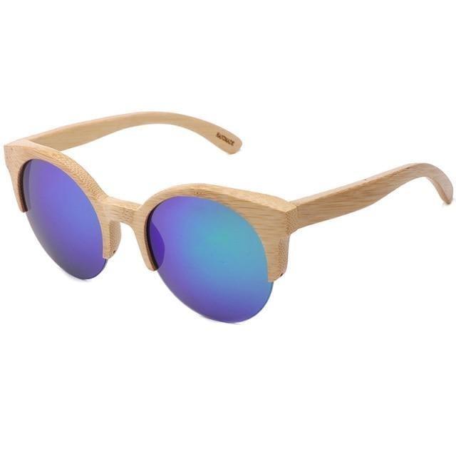 Round Bamboo Wood Sunglasses Unisex – Retro Mirror