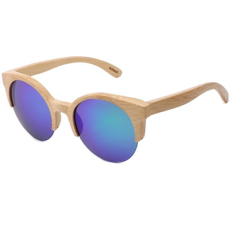 Round Bamboo Wood Sunglasses Unisex – Retro Mirror