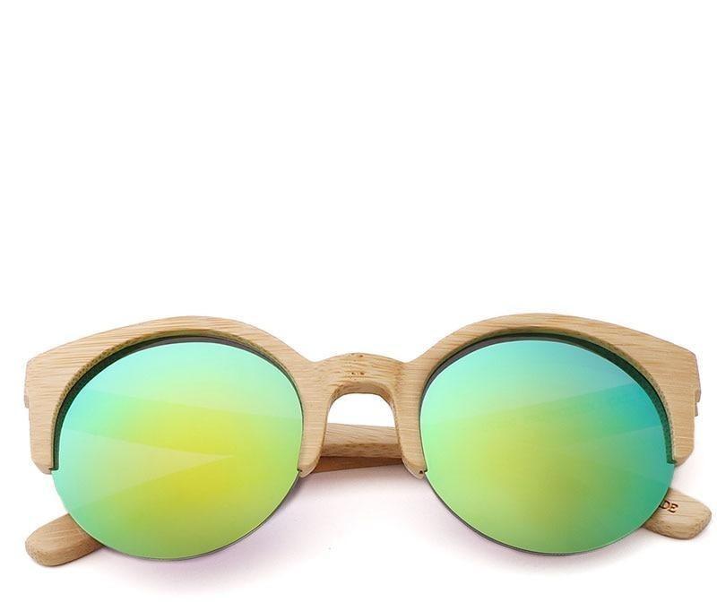Round Bamboo Wood Sunglasses Unisex – Retro Mirror