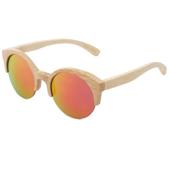 Round Bamboo Wood Sunglasses Unisex – Retro Mirror
