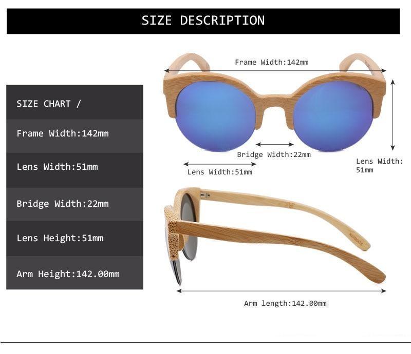 Round Bamboo Wood Sunglasses Unisex – Retro Mirror