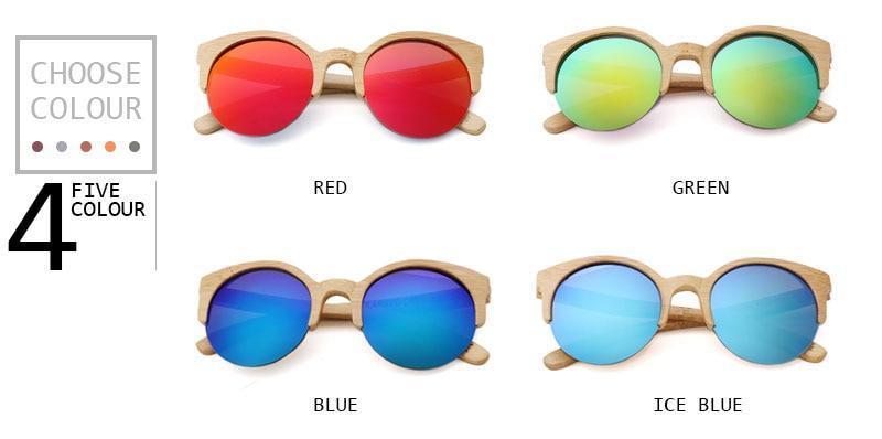 Round Bamboo Wood Sunglasses Unisex – Retro Mirror